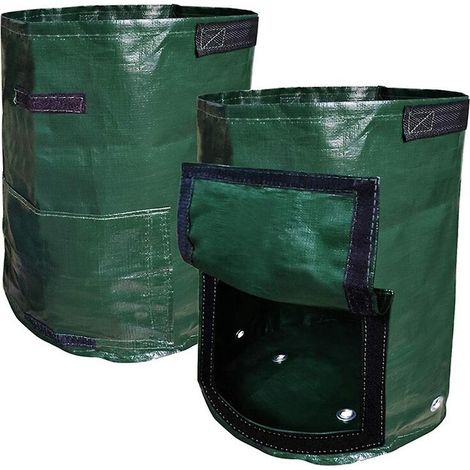 2 sacs de culture pour pommes de terre de jardin en tissu PE épais, avec poignées et (1/5)