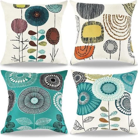 1 housse de coussin 45x45 cm, motif fleur abstraite, en lin mélangé, décoration intérieure moderne pour canapé, lit ou voiture