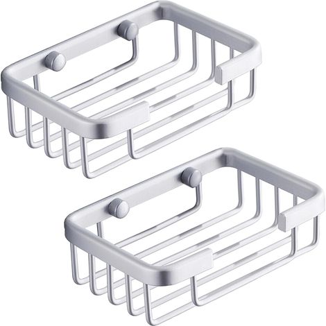 Portasapone da parete, portasapone per doccia/vasca, portasapone da parete in alluminio per bagno/cucina - argento, set da 2