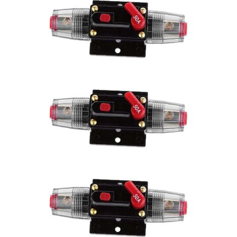 Système de protection contre les surtensions avec disjoncteur 3X 12V-48V CC 50A réarmable pour autoradio (1/5)