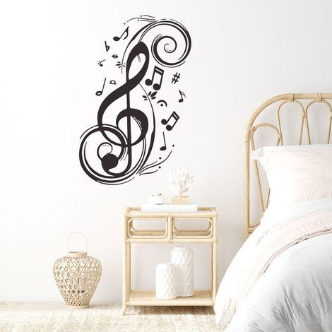 Adesivi murali con simboli musicali, decalcomanie musicali fai-da-te rimovibili, murale musicale per camera da letto (1/5)