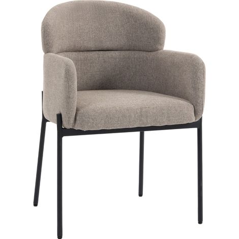 Sessel Wohnzimmer Loungesessel mit Chenille-Optik, Armlehnen, Metallbeinen für Schlafzimmer, Hellbraun (1/5)