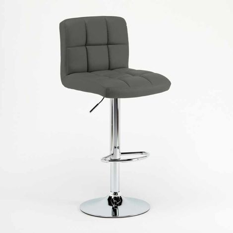 Taburete de cocina y bar alto giratorio ajustable con respaldo Atlanta - Gris (1/5)