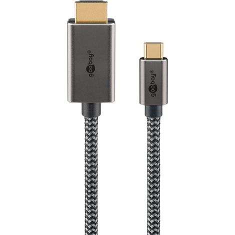 goobay USB-C HDMI Textilkabel 75700 4K/60 Hz 2m (1/2)