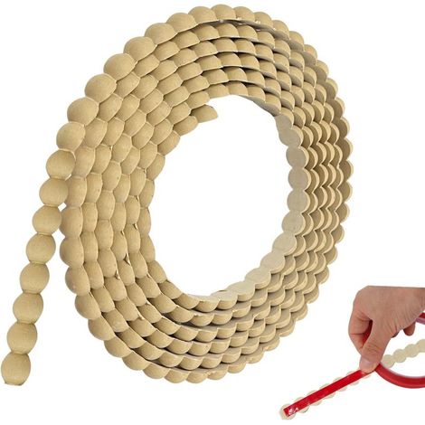 Irovami Galon de perles rondes en résine PVC de 10 pouces (rouleau complet) — Accessoire de mobilier / Couleur bois naturel — 3 mètres (Diamètre des perles : 15 mm) (1/5)