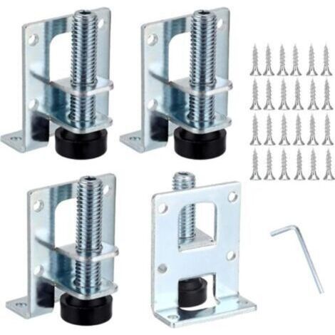 Lot de 4 pieds de nivellement réglables M10 pour meubles - Pieds robustes, embouts plastique, hauteur 0-2.8cm (1/5)