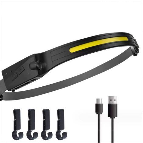 ampe Frontale Rechargeable USB, Lampe Frontale LED Ultra Puissante avec 5 Mode d’Éclairage Détecteur de Mouvement Lampe Torche Frontale Léger Étanche Pour Bricolage Pêche Vélo Camping Randonnée [Class (1/5)
