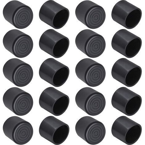 Lot de 20 protège-pieds de chaise 22 x 22 x 25 mm, embouts ronds en caoutchouc pour meubles, tables et bancs, noiryu (1/5)