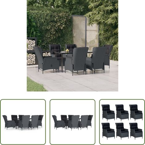 Salle à manger extérieur -  Ensemble à manger de jardin 7 pcs Gris foncé Résine tressée (1/5)