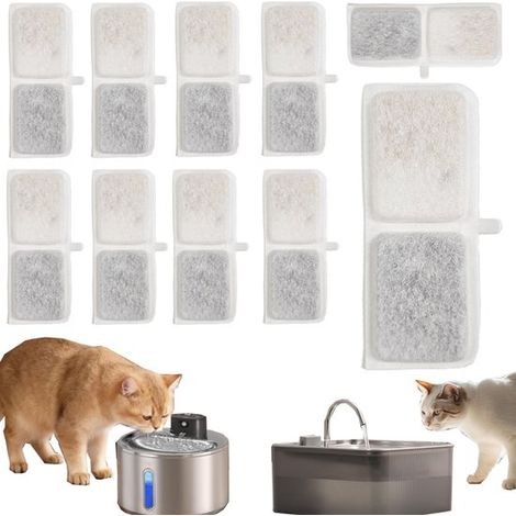 Cartouches filtrantes pour fontaine animale lot de 10 - filtres 11,4 x 4,5 cm
