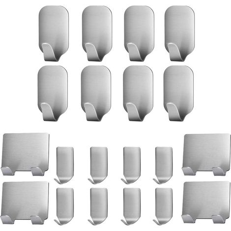 ZOLGINAH 20 Pièces Crochet Adhésif, en acier inoxydable support mural à adhésif 3M pour Peignoir, Manteau, Serviette, clés, sacs, maison, cuisine, salle de bain, anti-rouille et étanche (1/5)