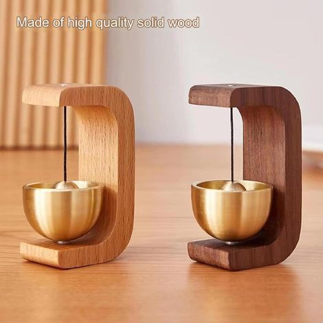 Zweiteilige Türklingel, Eingangsklingel, magnetisch, aus Holz und Messing, zur Wandmontage, doppelseitiges Klebeband, einfach zu installieren, geeignet für Privathaushalte und Unternehmen. (1/5)