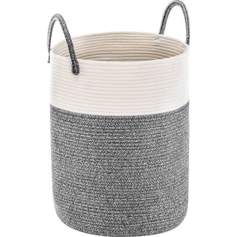 Corbeille à Linge Panier à Linge Panier de Rangement Panier Linge Sale Corde en Coton 38cm(D) x50cm(H) Gris foncé