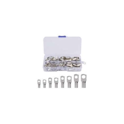60 pièces cosses électrique trou boulon en cuivre étamé, connecteurs SC à sertir/souder, pour câble de 6mm², 8mm², 10mm², 16mm², 25mm² Crezuo (1/4)
