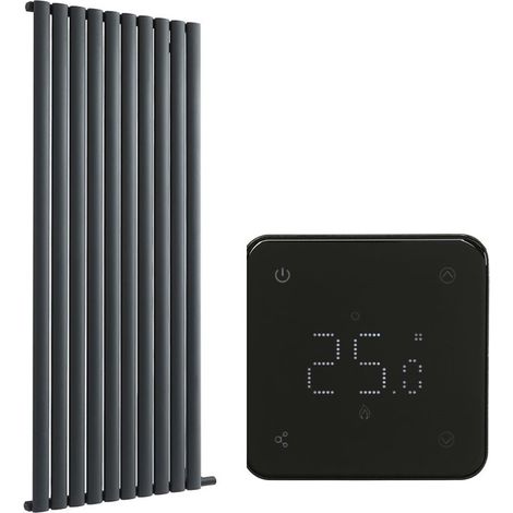 Milano Aruba Ardus Anthracite 1784mm x 590mm Dry Heat Vertical Oval Panel Electric Radiator - Wi-Fi Thermostat (1/5)