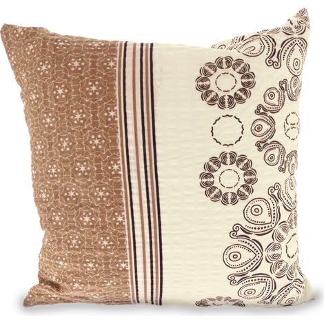 Federa in seersucker 40x40 cm con righe verticali marroni e beige (1/2)