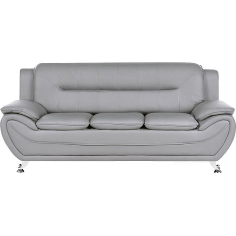 Sofa 3-Sitzer LEIRA Kunstleder Grau