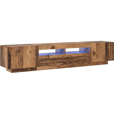 vidaXL Mueble TV luces LED madera ingeniería envejecida 200x35x40 cm (1/2)