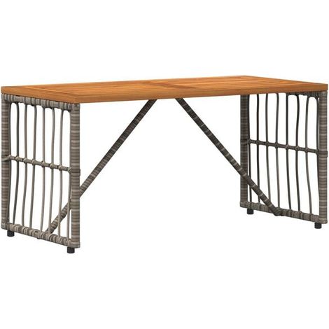 Table de Jardin Grise 80x40x40 cm en Acier et Rotin PE Synthétique (1/5)