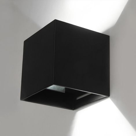 Cube Lumineux LED Modulable Éclairage Murale IP65 Extérieur Intérieur - Blanc/Noir/Gris, Blanc ou Blanc Chaud, 12W, 110mm (Lot de 2)