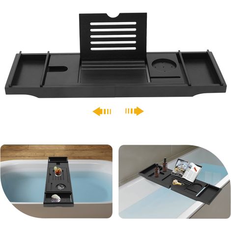 Estante de almacenamiento para la bañera para toallas y velas, bandeja auxiliar para el baño, bandeja extensible para la bañera