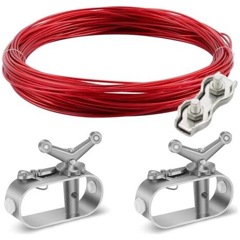 Tendeur de câble métallique avec câble en acier gainé, 2 tendeurs de câble en acier, pour piscine d'hiver, corde de serrage pour bâche de piscine, fixation de bâche de piscine, diamètre : 2 mm,