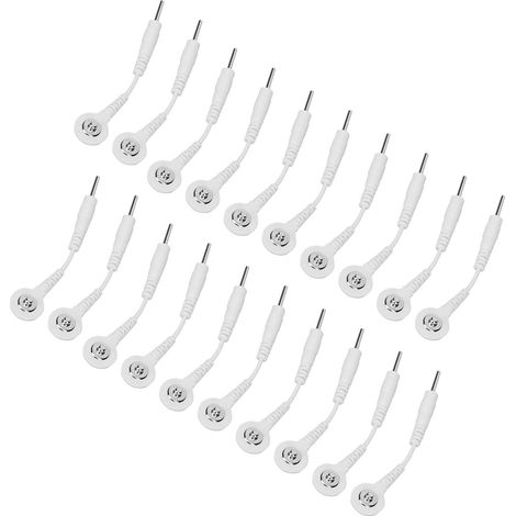 20 fils d'électrodes de remplacement 2.0 pouces pour appareils de thérapie - Lot de 20 câbles blancs (1/5)