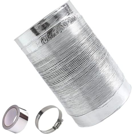 Tuyau Ventilation Tuyau D'évacuation d'air Flexible 100/150/mm pour Climatisation, Sèche-Linge, Hotte Aspirante, Ventilateur avec 2 Colliers De Serrage en Acier (1/4)