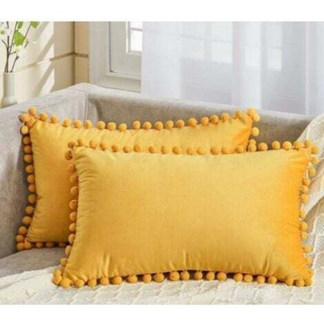 Housse Coussin 30x50 cm Jaune Moutarde Decoration Salon Maison Scandinave Lot de 2 Protege Oreiller Velours Doux Double Face Rectangulaire à Couleur Uni pour Coussin Fauteuil Bureau (1/4)