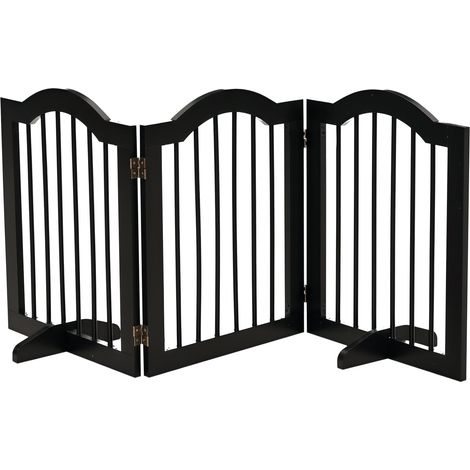 Barrera de seguridad modular y plegable para mascotas 154.5 x 61 cm protección entrada pasillo moderna y elegante de MDF negro 210007389 (1/5)
