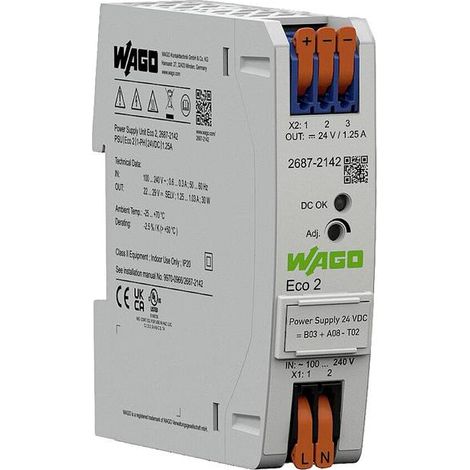 WAGO 2687-2142 Contenitore dell'alimentatore 24 V/DC 1.25 A 30 W Contenuto 1 pz.