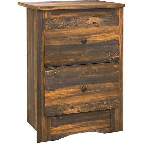 Table de chevet rustique à 2 tiroirs, en bois, pour chambre à coucher, 40 x 30 x 56 cm, marron