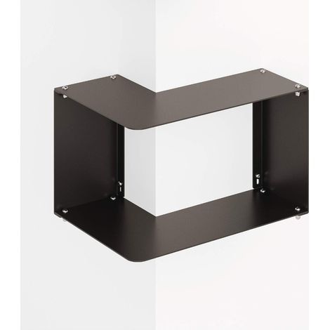 Mensola componibile da muro ad angolo e spigolo, Made in Italy - Scaffale a parete di metallo per cucina, camera da letto, soggiorno. Colore nero. (1/5)