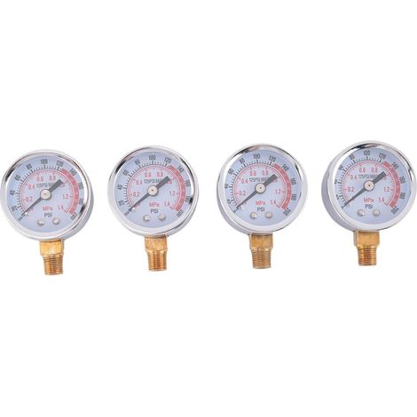 Manomètre de Pression D'Air 0-200 Psi, 1/8 Po, Connexion Mâle NPT, Inférieur Du Côté, Cadran de 1,57 Po, Couleur Argent, pour Compresseur D'Air. (1/5)