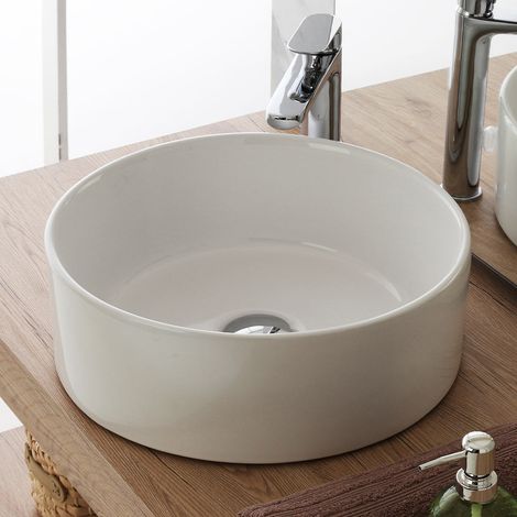 Lavabo da Appoggio Bagno Tondo in Ceramica Lavandino Ciotola (1/5)
