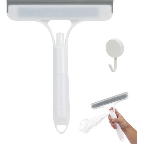 Kit de nettoyage de vitres 3 en 1 avec essuie-vitres, raclette pour salle de bain, douche, verre, miroir et voiture (blanc) (1/5)