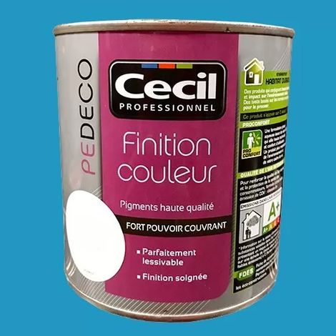 CECIL PE DECO Finition Couleur Bleu piscine Satin 0,5 L (1/2)