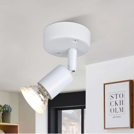 GBLY Plafonnier LED Spot de plafond blanc orientable GU10 - Spots de plafond 1 ampoule Appliques murales Plafonnier de salle de bain Cuisine Couloir Chambre Ampoules incluses