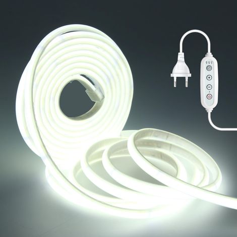 Bandeau LED COB Flexible Dimmable avec Minuterie, 220V 288 LED/m IP65, Lumière Haute Intensité Intérieur/Extérieur - Blanc froid 3M (1/5)