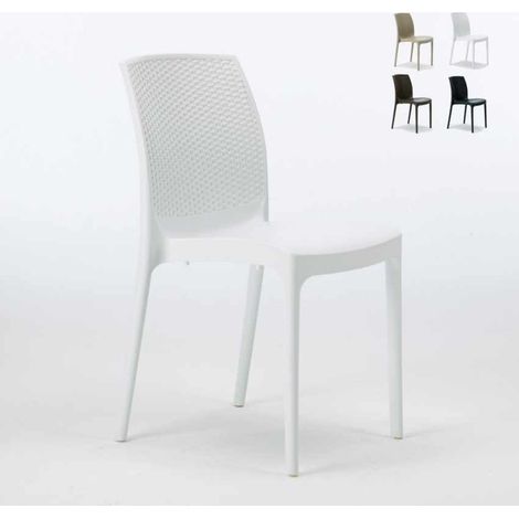 Grand Soleil – Chaise de jardin empilable en poly-rotin – Structure robuste – Design élégant pour cafés et piscines – Dimensions 56x46x84 cm
