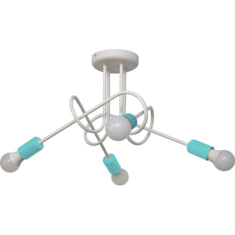 Helam OXFORD Plafonnier semi-encastré à bras multiples Blanc, Turquoise 44cm