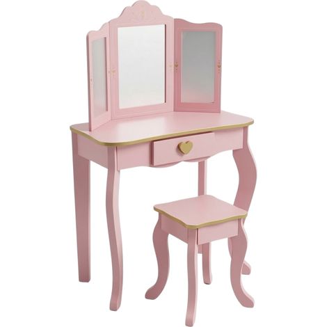 Kinderschminktisch REIA mit Spiegel und Stuhl im Set, rosa (1/5)