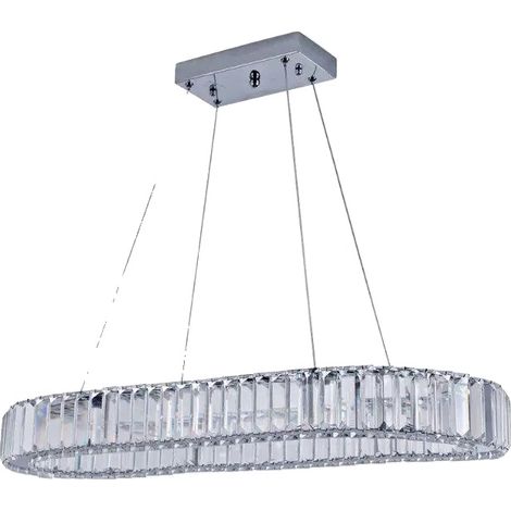 Lampadario dal design elegante, illuminazione brillante, lungo 70 cm - colore argento, con telecomando. (1/2)