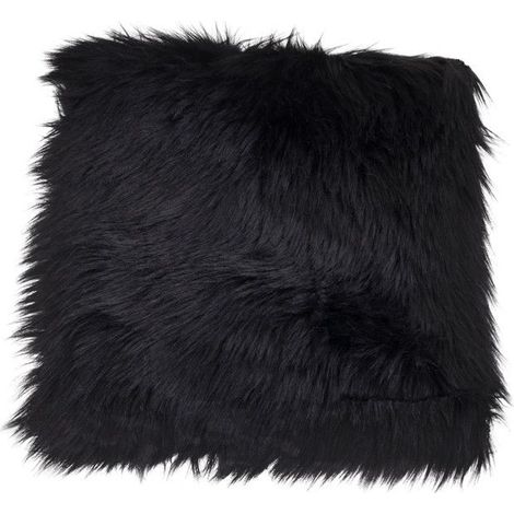 Coussin de siège en peau d'agneau artificielle noire 40 x 40 cm