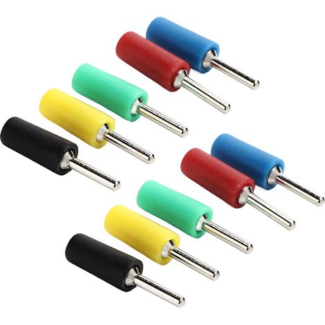 Lot de 10 fiches banane laiton nickelé, broche droite 2mm pour douille à ressort J.10001, connectique panneau (1/5)