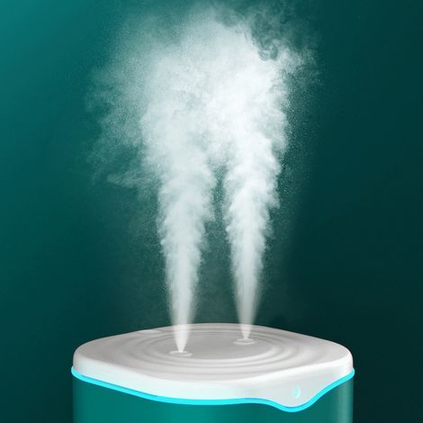 USB-Luftbefeuchter mit zwei Sprühdüsen, leise, großes Fassungsvermögen, feiner Nebel, tragbar, mit Nachtlicht für Schlafzimmer und Büro (grün) (1/5)