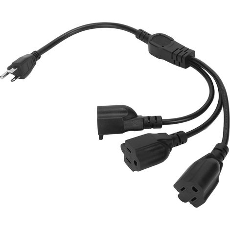 Branchement multiple 1 à 3 prises, rallonge 16AWG, multiprise intérieure 3 broches pour ordinateurs, écrans, imprimantes, fiche US 100-240V (1/5)