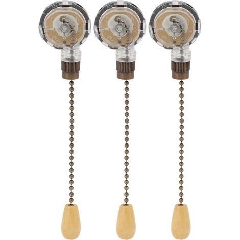 3Pcs Interrupteur à tirette pour ventilateur de plafond, Remplacement anti-corrosion, Commande de lumière à chaîne 250V 3A 125V 6A (1/5)