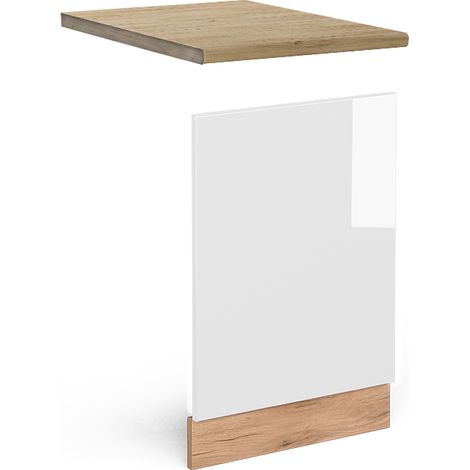 Frontblende R-Line, Weiß Hochglanz, 45 cm , AP Eiche, Vicco