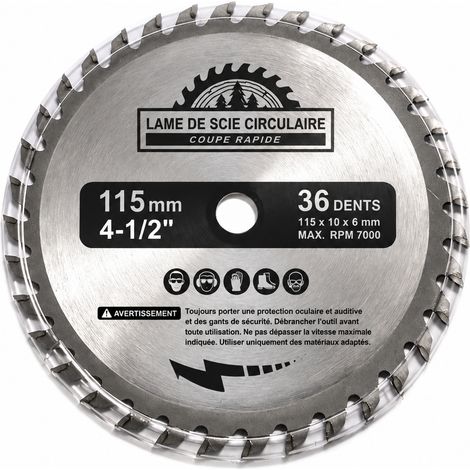 Lame de scie circulaire bois carbure TCT 115 x 10 mm 36 dents 115AA 115X10X36T épaisseur 1,2 mm 12 × 12 × 1 cm 100 g – Livraison gratuite